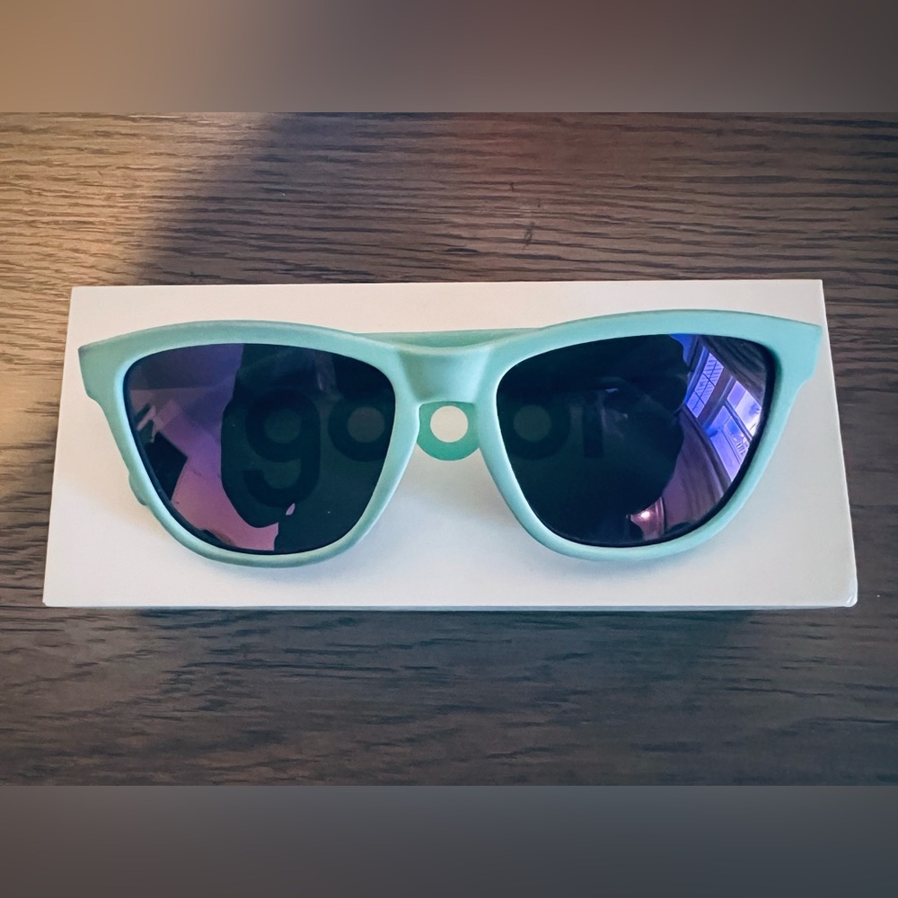 Goodr Teal Women’s Sunglasses with Polarized Purple Lenses
